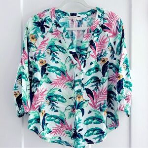 Loft‎ botanical popover henley shirt small